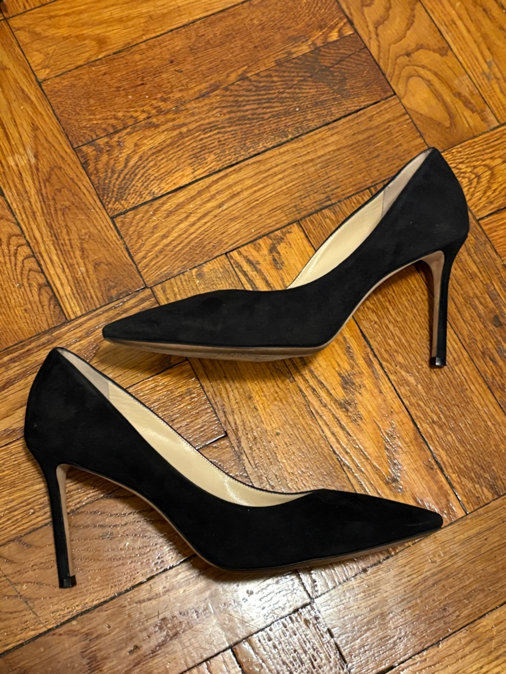Jimmy Choo Black Suede Pointed-Toe Stiletto Pumps